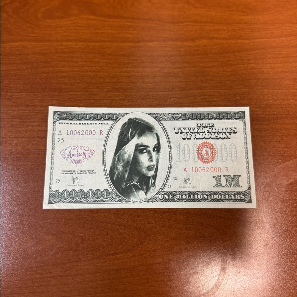 Addison Rae Novelty One Million Dollar Bill Confetti